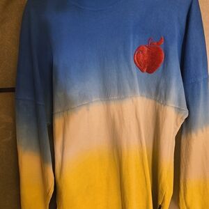 Disney Blue and Yellow Long Sleeve Tee with Red Apple